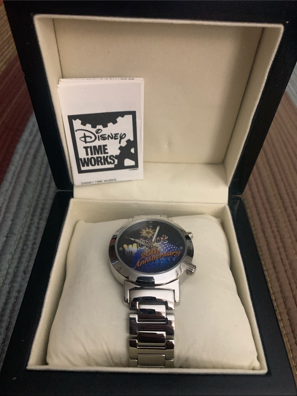 Disney Time Works 25th Anniversary Epcot Silver Watch